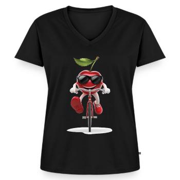Cherry Radfahren auf dem Fahrrad Geschenk - Frauen Premium Bio T-Shirt mit V-Ausschnitt - Schwarz - Vorne - AI Model Female 172 light (172cm)