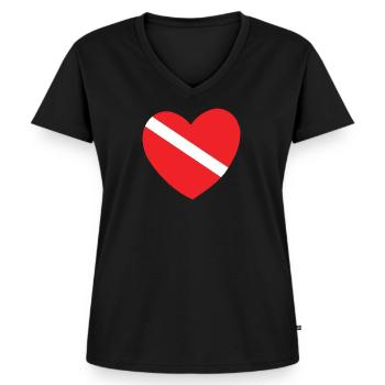 PLONGÉE SOUS-MARINE - T-shirt encolure en V Premium bio Femme - noir - Devant - AI Model Female 172 light (172cm)