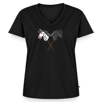 hobby horsing - Women's Premium Organic V-neck T-shirt - black - Front - AI Model Female 172 light (172cm)