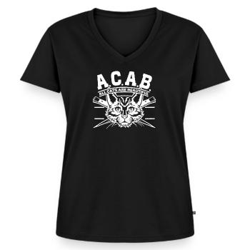 A.C.A.B. Alle Katzen sind wunderschön - Frauen Premium Bio T-Shirt mit V-Ausschnitt - Schwarz - Vorne - AI Model Female 172 light (172cm)