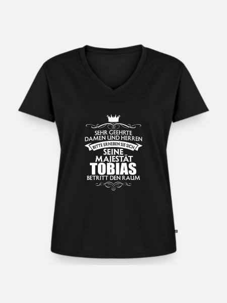 TOBIAS - Majestät - Frauen Premium Bio T-Shirt mit V-Ausschnitt - Schwarz