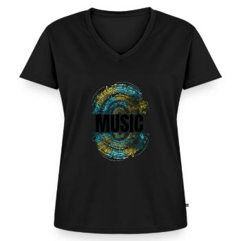 Music - Frauen Premium Bio T-Shirt mit V-Ausschnitt - Schwarz - Vorne - AI Model Female 172 light (172cm)
