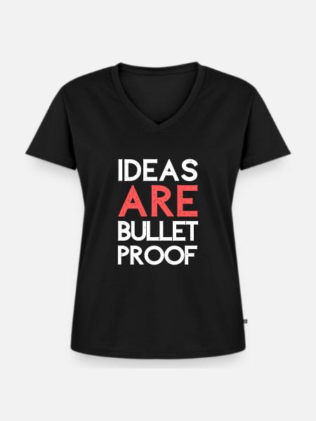 Ideen sind kugelsicher - Frauen Premium Bio T-Shirt mit V-Ausschnitt - Schwarz