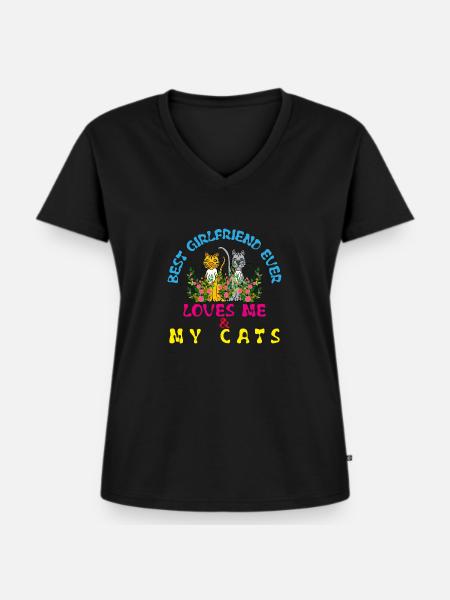 Beste Girlfrend aller Zeiten - Frauen Premium Bio T-Shirt mit V-Ausschnitt - Schwarz