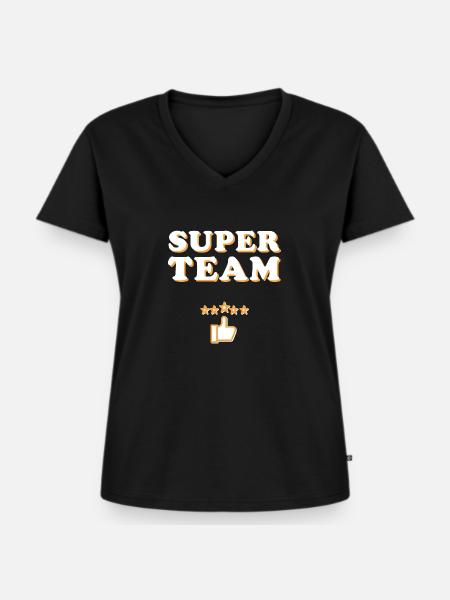 Super Team, Mannschaft + Junggesellenabschied - Frauen Premium Bio T-Shirt mit V-Ausschnitt - Schwarz