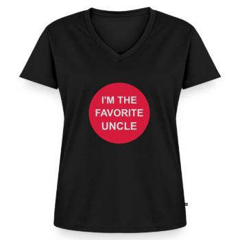 at The Favorite Uncle - Women's Premium Organic V-neck T-shirt - black - Front - AI Model Female 172 light (172cm)