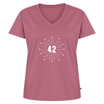 42nd Starred Anniversary - 42 Years Gift - Women's Premium Organic V-neck T-shirt - mauve - Front - AI Model Female 172 dark (172cm)