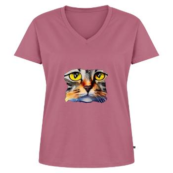 Katzengesicht 2 - Frauen Premium Bio T-Shirt mit V-Ausschnitt - Mauve - Vorne - AI Model Female 172 dark (172cm)