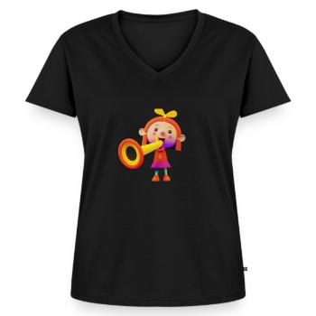 MUSIQUE DRÔLE 017 - T-shirt encolure en V Premium bio Femme - noir - Devant - AI Model Female 172 light (172cm)