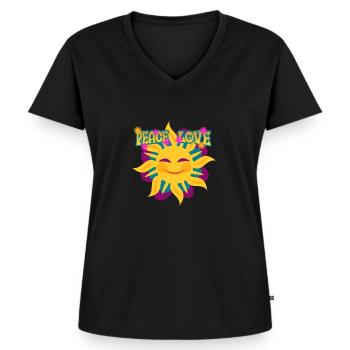 Hippie - T-shirt encolure en V Premium bio Femme - noir - Devant - AI Model Female 172 light (172cm)