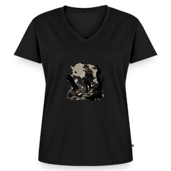 COWBOY - Women's Premium Organic V-neck T-shirt - black - Front - AI Model Female 172 light (172cm)