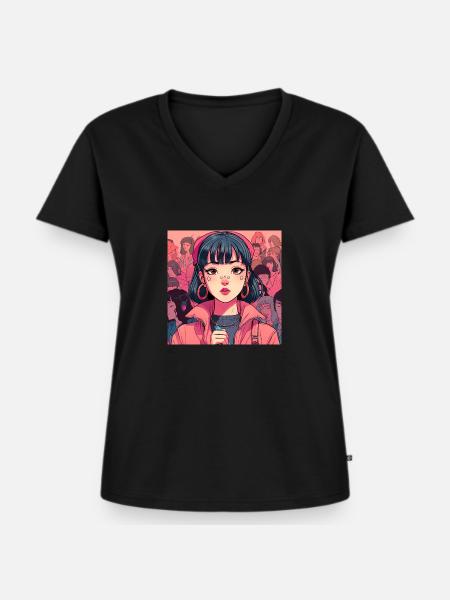Anna die Zauberhafte - Frauen Premium Bio T-Shirt mit V-Ausschnitt - Schwarz