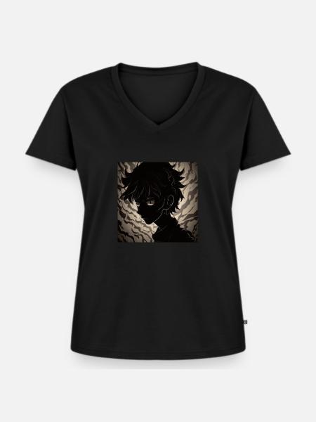 Shadow Anime - Frauen Premium Bio T-Shirt mit V-Ausschnitt - Schwarz