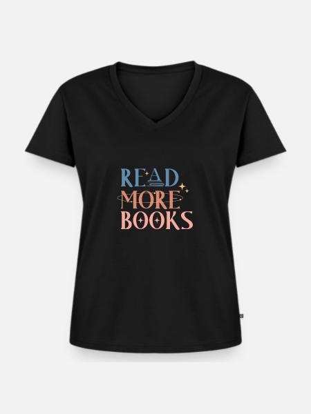 Read more Books - Frauen Premium Bio T-Shirt mit V-Ausschnitt - Schwarz