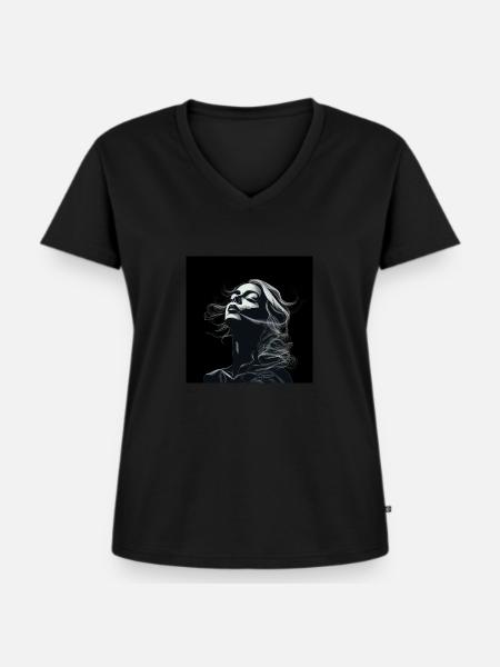 b/wfemme Fatal - Frauen Premium Bio T-Shirt mit V-Ausschnitt - Schwarz