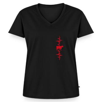Vache battement de coeur - T-shirt encolure en V Premium bio Femme - noir - Devant - AI Model Female 172 light (172cm)
