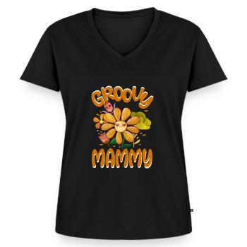 Groovy Mammy Family Matching Vintage Family - Frauen Premium Bio T-Shirt mit V-Ausschnitt - Schwarz - Vorne - AI Model Female 172 light (172cm)