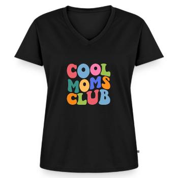 Cool Moms Club - Frauen Premium Bio T-Shirt mit V-Ausschnitt - Schwarz - Vorne - AI Model Female 172 light (172cm)