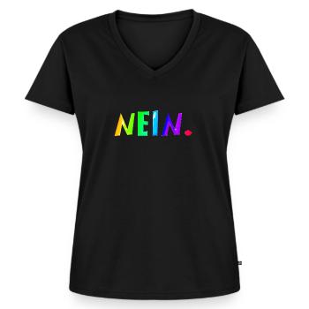 Nein | Nö | Lustig | Lachen | ablehnend - Frauen Premium Bio T-Shirt mit V-Ausschnitt - Schwarz - Vorne - AI Model Female 172 light (172cm)