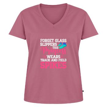 Forget Glass Slippers – Running Lover Runner Sport - Women's Premium Organic V-neck T-shirt - mauve - Front - AI Model Female 172 dark (172cm)