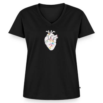 LGBT Herz Gay Pride - Frauen Premium Bio T-Shirt mit V-Ausschnitt - Schwarz - Vorne - AI Model Female 172 light (172cm)