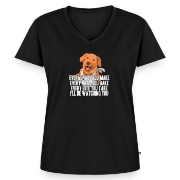 Labrador - Vrouwen Premium Bio T-shirt met V-hals - zwart - Voor - AI Model Female 172 light (172cm)