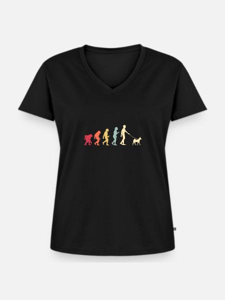 Basenji - Frauen Premium Bio T-Shirt mit V-Ausschnitt - Schwarz