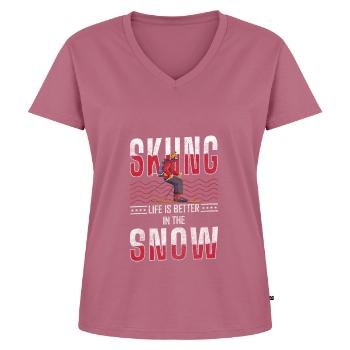Skifahrer Skier Schnee - Frauen Premium Bio T-Shirt mit V-Ausschnitt - Mauve - Vorne - AI Model Female 172 dark (172cm)