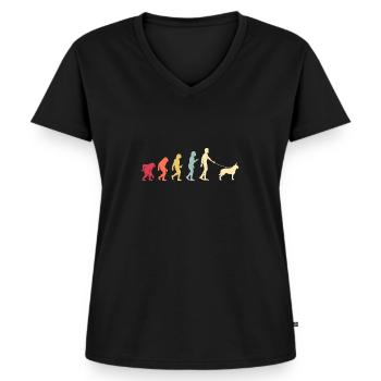 Berger de Picardie - Berger Picard - Frauen Premium Bio T-Shirt mit V-Ausschnitt - Schwarz - Vorne - AI Model Female 172 light (172cm)