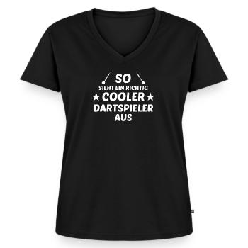 Dart Darts Darten - Frauen Premium Bio T-Shirt mit V-Ausschnitt - Schwarz - Vorne - AI Model Female 172 light (172cm)