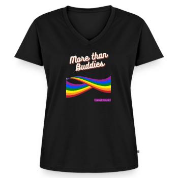 Mehr als Buddies - Frauen Premium Bio T-Shirt mit V-Ausschnitt - Schwarz - Vorne - AI Model Female 172 light (172cm)