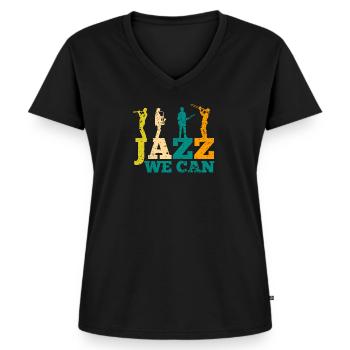 Musique Jazz Bass - T-shirt encolure en V Premium bio Femme - noir - Devant - AI Model Female 172 light (172cm)