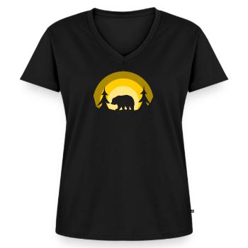 L’ours dans les bois - T-shirt encolure en V Premium bio Femme - noir - Devant - AI Model Female 172 light (172cm)