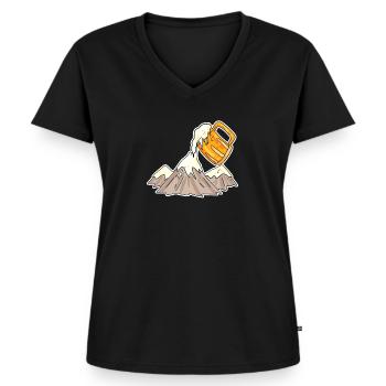 Berge und Bier - Frauen Premium Bio T-Shirt mit V-Ausschnitt - Schwarz - Vorne - AI Model Female 172 light (172cm)