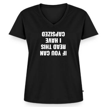 si vous pouvez lire ceci, j’ai chaviré - T-shirt encolure en V Premium bio Femme - noir - Devant - AI Model Female 172 light (172cm)