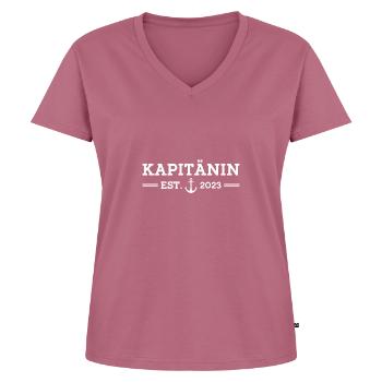 Bootsführerschein bestanden 2023 Kapitänin - Frauen Premium Bio T-Shirt mit V-Ausschnitt - Mauve - Vorne - AI Model Female 172 dark (172cm)