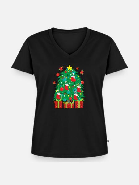 Weihnachtsbaum - Tanne - Christbaum - Geschenk - Frauen Premium Bio T-Shirt mit V-Ausschnitt - Schwarz