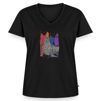 seal - Women's Premium Organic V-neck T-shirt - black - Front - AI Model Female 172 light (172cm)