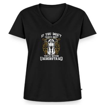 Windhund - Frauen Premium Bio T-Shirt mit V-Ausschnitt - Schwarz - Vorne - AI Model Female 172 light (172cm)