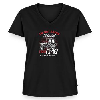 tractor - Women's Premium Organic V-neck T-shirt - black - Front - AI Model Female 172 light (172cm)