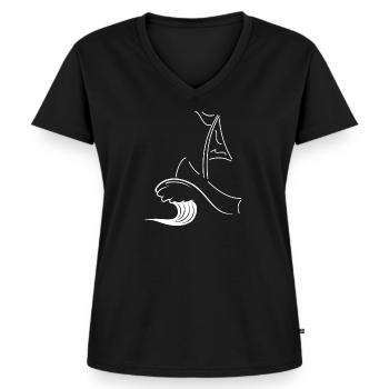 Segelboot - Frauen Premium Bio T-Shirt mit V-Ausschnitt - Schwarz - Vorne - AI Model Female 172 light (172cm)