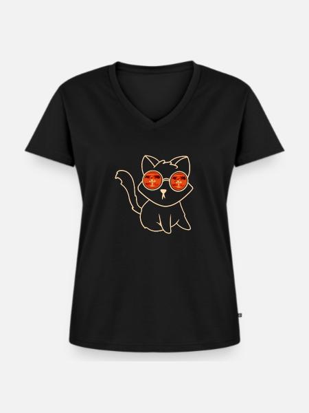 cat explosion - Katzen Explosion - Frauen Premium Bio T-Shirt mit V-Ausschnitt - Schwarz
