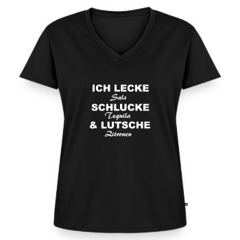 Salz, Tequila und Zitronen - Frauen Premium Bio T-Shirt mit V-Ausschnitt - Schwarz - Vorne - AI Model Female 172 light (172cm)