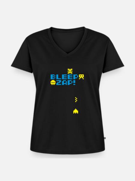 BLEEP_ZAP! - Frauen Premium Bio T-Shirt mit V-Ausschnitt - Schwarz