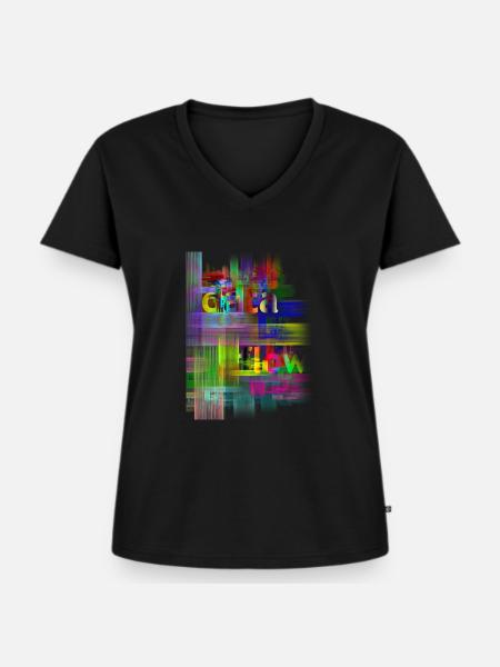 DATA FLOW - Frauen Premium Bio T-Shirt mit V-Ausschnitt - Schwarz