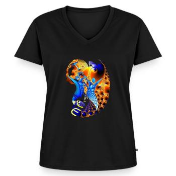trance mission - Frauen Premium Bio T-Shirt mit V-Ausschnitt - Schwarz - Vorne - AI Model Female 172 light (172cm)