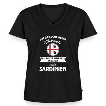 KeineTherapie - Sardinien - Frauen Premium Bio T-Shirt mit V-Ausschnitt - Schwarz - Vorne - AI Model Female 172 light (172cm)