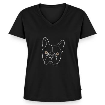 Französische Bulldogge - Frauen Premium Bio T-Shirt mit V-Ausschnitt - Schwarz - Vorne - AI Model Female 172 light (172cm)