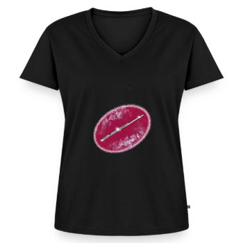Querfloete - Frauen Premium Bio T-Shirt mit V-Ausschnitt - Schwarz - Vorne - AI Model Female 172 light (172cm)