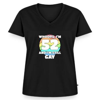 Funny Gay Pride - 52nd Birthday 52 BDay Lesbian - Women's Premium Organic V-neck T-shirt - black - Front - AI Model Female 172 light (172cm)